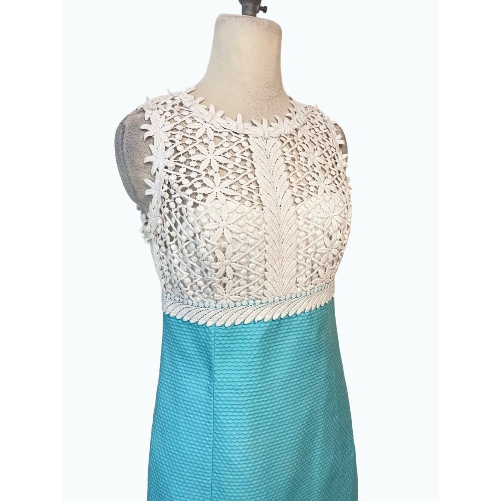 Lilly Pulitzer Crochet Lace Breakers Shift Dress in Breakwater Blue 8 Fits 6 - Picture 7 of 10